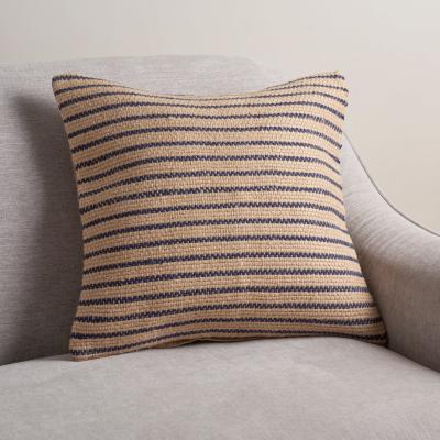 Dunelm Jute Navy Stripe Cushion Navy