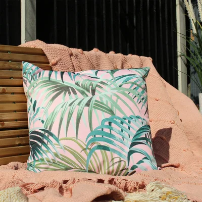 Dunelm Jungle Blush and Forest Outdoor Cushion Blush (Pink)