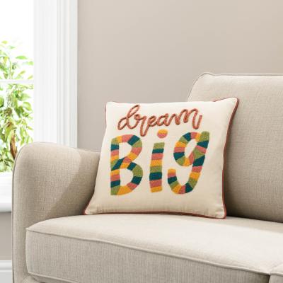 Dunelm Dream Big Embroidered Cushion MultiColoured