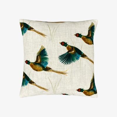 Dunelm Country Flying Pheasants Cushion Blue/Yellow/White