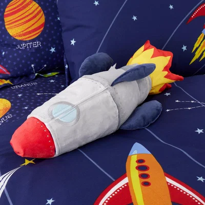 Dunelm Space Rocket Plush White/Blue/Red