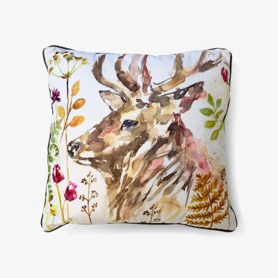 Dunelm Jennifer Rose Stag Velvet Square Cushion White