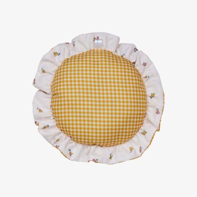 Dunelm Yellow Gingham Round Cushion