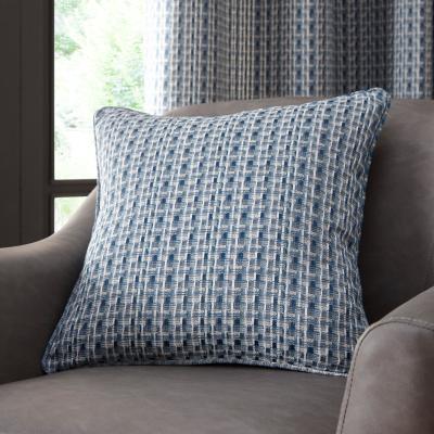 Dunelm Ryder Check Cushion Blue
