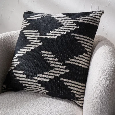 Dunelm Set of 3 Chevron Square Scatter Cushions Black