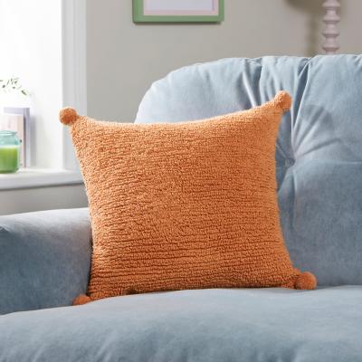 Dunelm Tufted Pom Pom Square Cushion Apricot