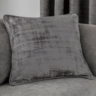 Dunelm Ruben Grey Velvet Cushion Grey