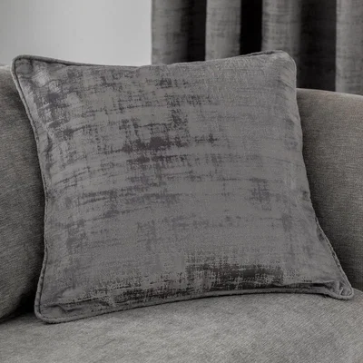 Dunelm Ruben Grey Velvet Cushion Grey