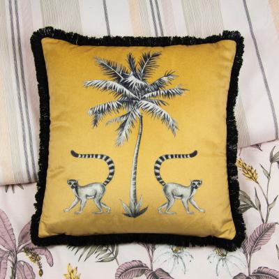 Dunelm Tropicana Yellow Velvet Cushion Yellow