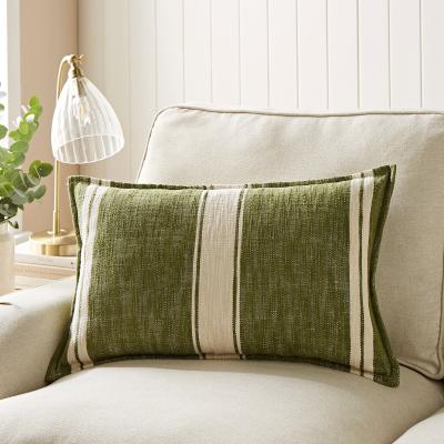 Dunelm Churchgate Mallory Striped Rectangular Cushion Olive