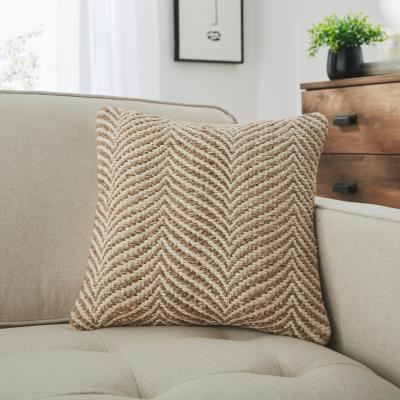 Dunelm Jute Chevron Cushion Natural