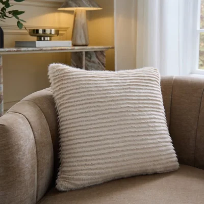 Dunelm Ribbed Faux Fur Square Cushion
