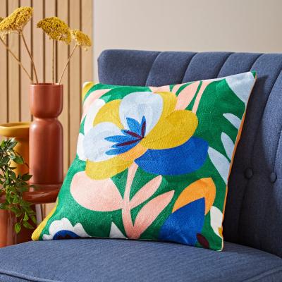 Dunelm Elements Fieldsley Floral Crewel Square Cushion MultiColoured