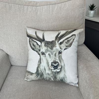 Dunelm Christine Varley Wild Stag Square Cushion Grey