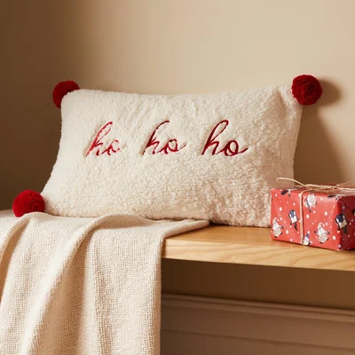 Dunelm Nordic Nomad HoHoHo Cushion White