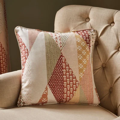 Dunelm Patchwork Print Square Cushion Orange