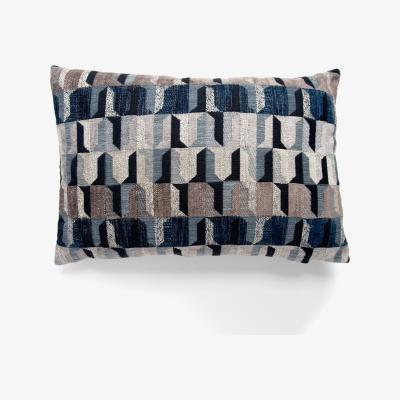 Dunelm Regent Navy Geometric Cushion Navy, Brown and White