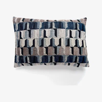 Dunelm Regent Navy Geometric Cushion Navy, Brown and White