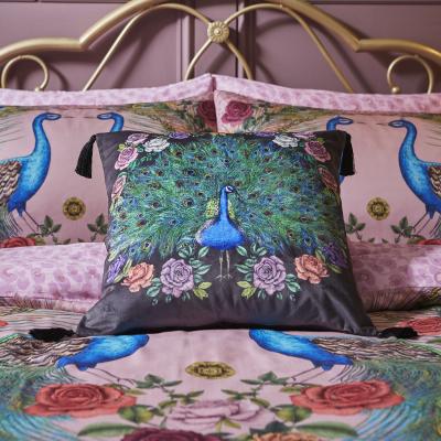 Dunelm Matthew Williamson Peacock Bloom Square Feather Filled Cushion Black