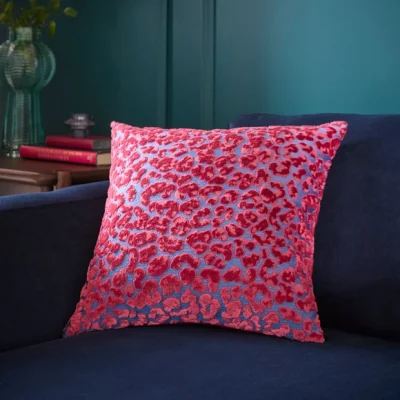 Dunelm Velvet Leopard Print Square Cushion