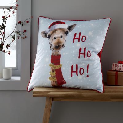 Dunelm Catherine Lansfield Christmas Giraffe Cushion MultiColoured