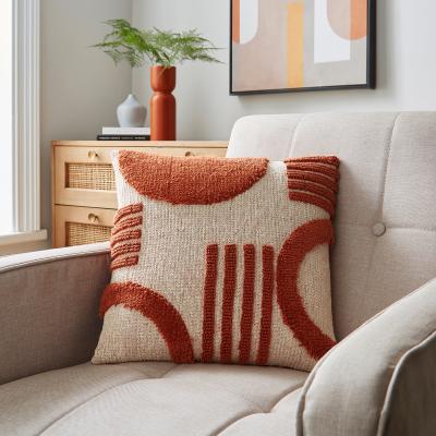 Dunelm Circular Knit Abstract Cushion Terracotta