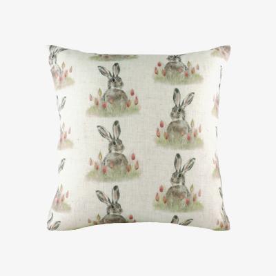 Dunelm Hedgerow Hare Cushion White/Green/Red