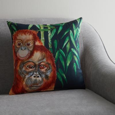 Dunelm Orangutan Jungle Print Cushion MultiColoured