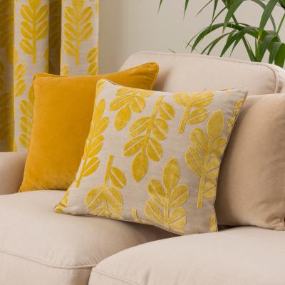 Dunelm Annika Cut Velvet Sqaure Cushion Ochre