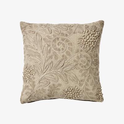 Dunelm Hemington Washed Embroidered Cushion Natural