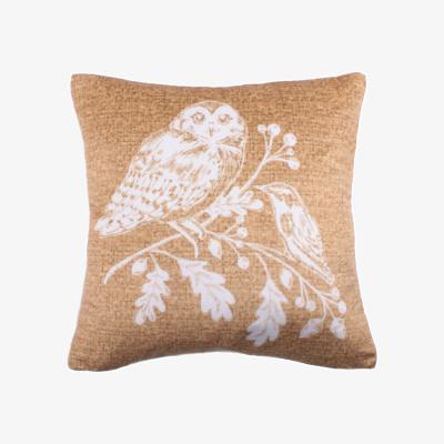 Dunelm Lodge Woodland Owls Cushion Ochre