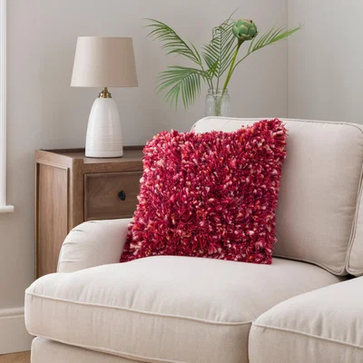 Dunelm Ava Fluffy Texture Cushion Red