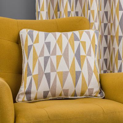 Dunelm Triangle Chenille Jacquard Ochre Cushion Yellow, Grey and White