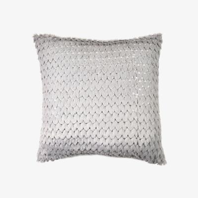 Dunelm Sequinned Faux Fur Cushion Silver