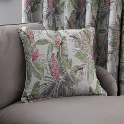 Dunelm Rio Palm Cushion Green, Pink and White