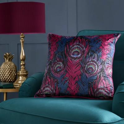 Dunelm Laurence Llewelyn-Bowen Dandy Peacock Jacquard Square Filled Cushion