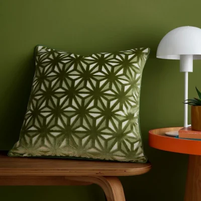 Dunelm Appletree Star Geometric Velvet Square Cushion