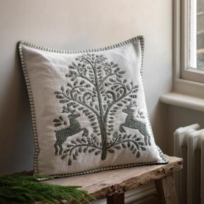 Dunelm Christmas Tree and Leaping Dear Ornamented Square Cushion