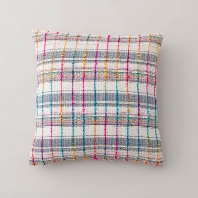 Dunelm Spacedyed Rainbow Check Cushion MultiColoured