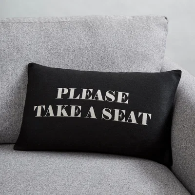 Dunelm Take a Seat Tapestry Cushion Black