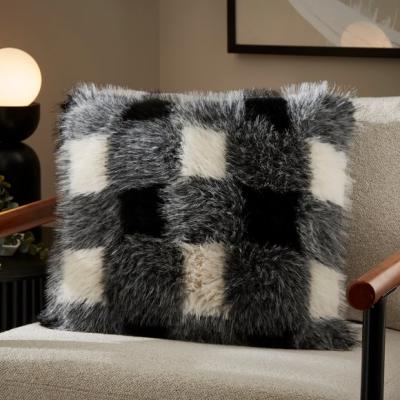Dunelm Buffalo Check Fur Square Cushion