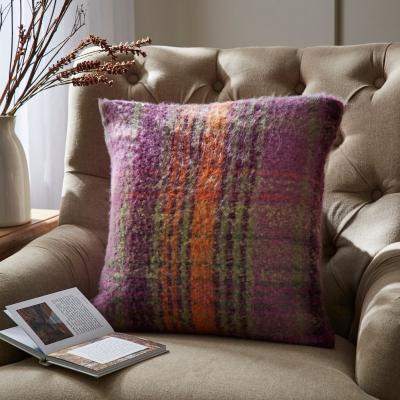 Dunelm Mohair Plum Check Cushion Plum Purple