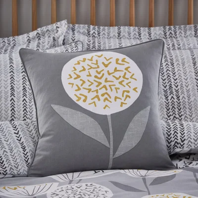 Dunelm Elements Emmott Grey & Ochre Cushion Grey and White