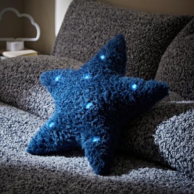 Dunelm Star Light-Up Navy Teddy Cushion Navy