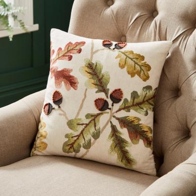 Dunelm Embroidered Acorn Cushion, 43x43cm MultiColoured
