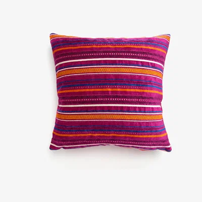 Dunelm Acton Stripe Fuschia Cushion Cover Pink, Blue and Yellow