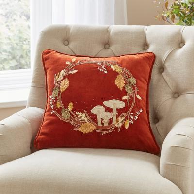 Dunelm Toadstool Wreath Square Cushion Orange