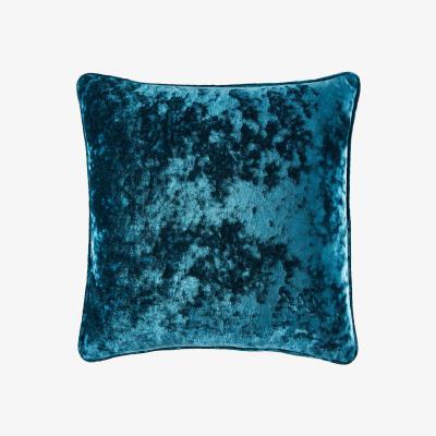 Dunelm Crushed Velour Cushion Brixham Peacock (Blue)