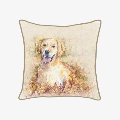 Dunelm Aquarelle Retriever Cushion Brown/White