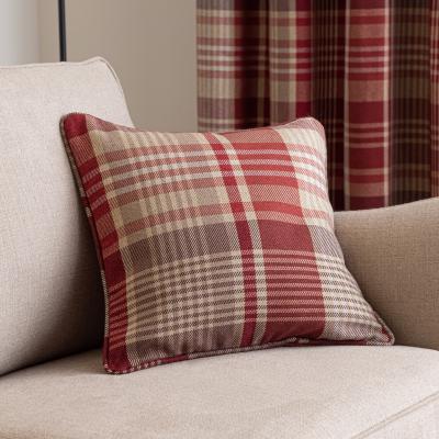 Dunelm Caldonia Check Cushion Red